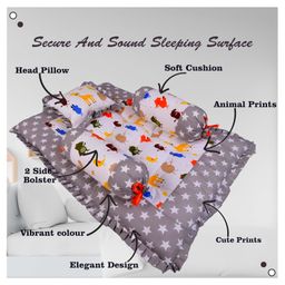 Babytoons New Born Baby Bedding Set Combo of Play Gym Bed with Net Gaddi Set & Carry Bag (Grey, 0-12 Months) image 5