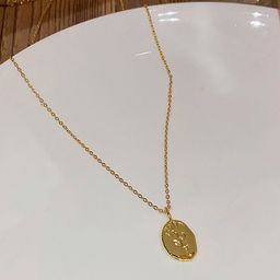BEYTER Stainless Steel Gold-Plated Oval Shaped Sweet Rose Charm Pendant With Chain-image-71