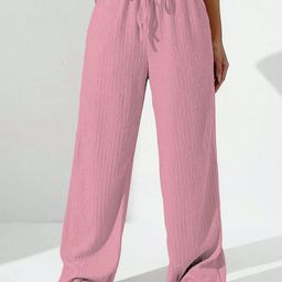CORSICA Women Textured Relaxed Straight Leg High-Rise Wide-Leg Parallel Trousers-image-66