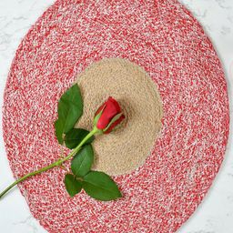 Homefab India Set Of 6 Red Braided Reversible Cotton Table Placemats-18