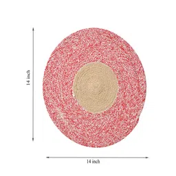 Homefab India Set Of 4 Red & Beige Solid Round Table Placemats image 3