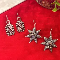Niska Silver Twilight Petals Earrings (Pack of 2)-picture-19