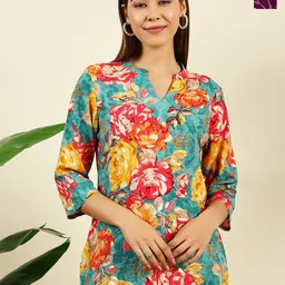 THE FAB FACTORY Women Pack of 2 Floral Print Mandarin Collar Top-picture-19