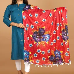 RajeRaj Floral Printed Silk Dupatta-picture-8