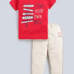 Todd N Teen Boys Printed Pure Cotton Round Neck T-shirt With Joggers-image-41