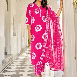 Moda Rapido Women Floral Printed Regular Kurta with Trousers & With Dupatta-15