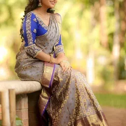 SHOP DROP Woven Design Zari Pure Silk Banarasi Saree-image-76