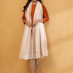 Fabindia Geometric Woven Design Cotton Silk Dupatta With Zari-14