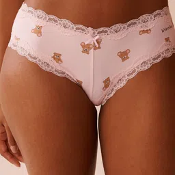 La Vie en Rose Printed Mid-Rise Lace-Trim Bikini Briefs 20100554-P60309-XS-image-76