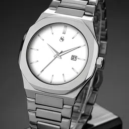 Shocknshop Men Dial & Stainless Steel Straps Analogue Multi Function Watch WCH150White-32