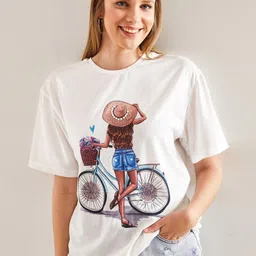 BIANCO LUCCI Women Printed Applique T-shirt-image-65