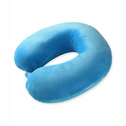 Aura Blue Memory Foam Filled Polyester Travel Pillow-32