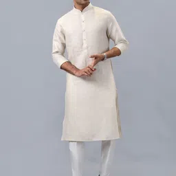 azania Woven Design Mandarin Collar Cuffed Sleeves Straight Kurta-image-9