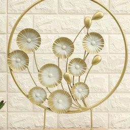 vedas F-Siya Gold-Toned & White Floral Textured Curio Metal Showpiece-image-65