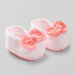 Knits & Knots crochet Bow Applique Booties - Pink & White-image-56