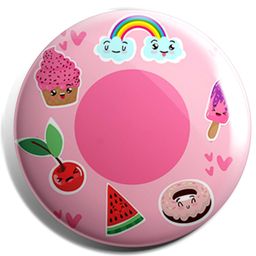 Funcart Donut Print  Button Pin Badge - Pink-image-87