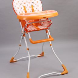 Babyhug Foodjoy Smart Folding High Chair With 5 Point Safety Harness - Orange White-11