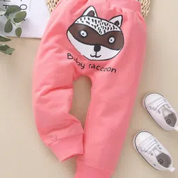 Kookie Kids Full Length Lounge Pant Raccoon Print - Pink-picture-22