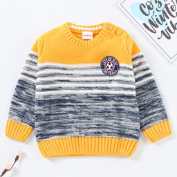 Babyhug Full Sleeves Color Block Striped Sweater - Yellow-image-60