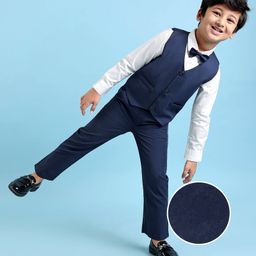Mark & Mia Full Sleeves Party Suit With Waistcoat - Blue-picture-30