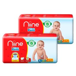 Niine Baby Diaper Pants Large Size  for Overnight Protection with Rash Control - 30 Pants - (Pack of 2)-5