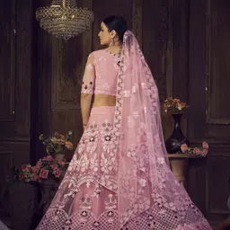 Warthy Ent Embroidered Thread Work Semi-Stitched Lehenga & Unstitched Blouse With Dupatta image 4