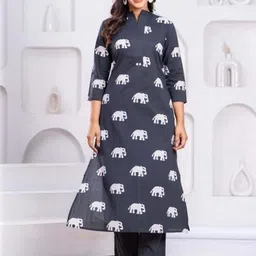 Coordnord Printed Mandarin Neck Three Fourth Sleeve Tunic With Trouser Co-Ords-image-21