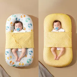 StarAndDaisy Infants White & Yellow Printed Baby Bed Set-19