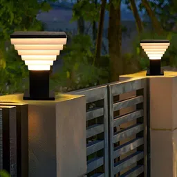 KINIS White & Black Modern Shaped Weatherproof & Rust-Resistant Outdoor Pole Lamp-image-28