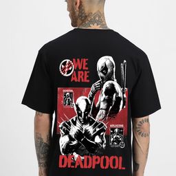 VEIRDO Marvel Men Deadpool Graphic Printed Pure Cotton Oversized T-shirt-image-84