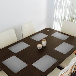 Aura Grey 6 Pieces Textured Rectangle Shaped Table Placemats-picture-29