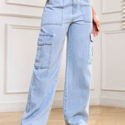 Zizvo Pure Cotton Wide-Leg Jeans-image-5