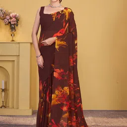 Garden Vareli Floral Printed Pure Georgette Saree-picture-22