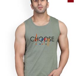 SLOWLORIS Pack Of 2 Printed Combed Cotton Gym Vests VSL26 CMB(CHS LGTGREEN)(JUST MAROON)-picture-43