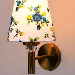 Devansh White & Blue Printed Wall Lamp With Shade image 4