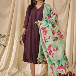 InWeave Women Regular Kurta with Palazzos & With Dupatta-image-79
