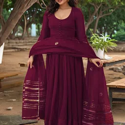 Aaghnya Round Neck Anarkali Kurta with Trousers & Dupatta-52