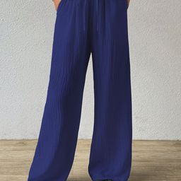 Sugathari Women Textured Relaxed Straight Leg Loose Fit Wide Leg Trousers spring-fall-25-image-4