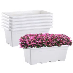 Kuber Industries 6Pcs White Rectangle Shaped Window Planters-24