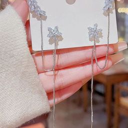 FIMBUL Silver-Plated Cubic Zirconia Studded Floral Shaped Ear Cuffs-picture-43