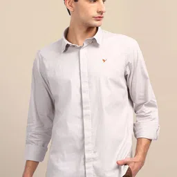 AMSWAN Men Spread Collar Solid Cotton Casual Shirt-picture-12