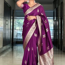 AVANTIKA FASHION Women Ethnic Motifs Embellished Zari Pure Silk Banarasi Saree-56