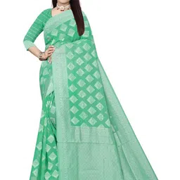 KALINI Woven Design Zari Pure Cotton Banarasi Saree-image-61
