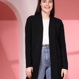Juelle V-Neck Long Sleeves Open Front Longline Wool Shrug-5