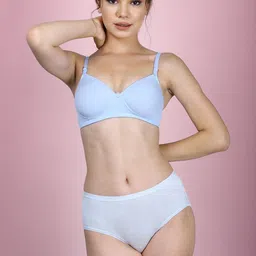 HERE&NOW Women Pack Of 3 Blue Full Coverage Lightly Padded Nylon Bra-picture-13