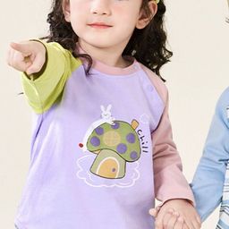 LULU & SKY Kids Printed Extended Sleeves Pure Cotton Raw Edge T-shirt-15