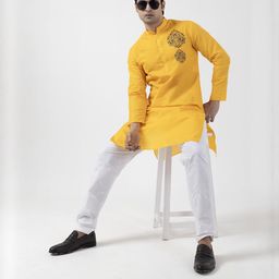 PulseIQ Men Yellow Kurtas-image-114