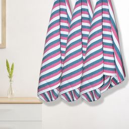 Athom Living 3-Pcs Pink & Green Striped 210 GSM Bath Towel-13