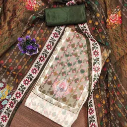 KALINI Floral Printed Organza Beads And Stones Unstitched Dress Material-image-44