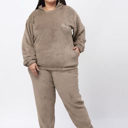KLOTTHE Women Plus Size  Solid Hudi Night Suit-image-65